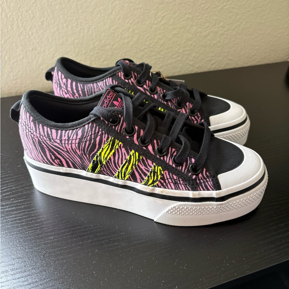 Adidas Nizza Platform "Bliss Pink Zebra" Women's Sneakers 6.5